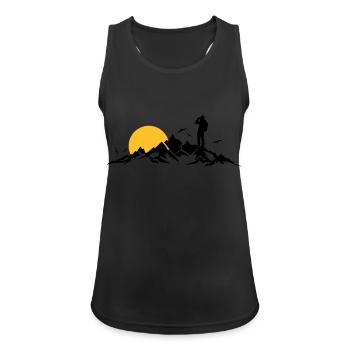 Natur - Berge Wanderer - Frauen Tank Top atmungsaktiv - Schwarz - Vorne - Zoe (177cm)
