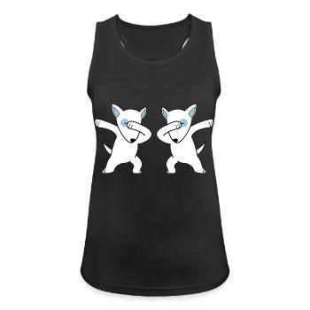 dog dabbing - Frauen Tank Top atmungsaktiv - Schwarz - Vorne - Zoe (177cm)