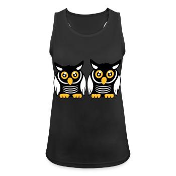 2 hiboux équipe oiseau amis deux chouettes effraies équipage - Débardeur respirant Femme - noir - Devant - Zoe (177cm)