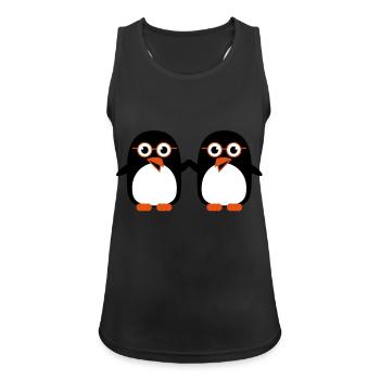 pinguine_geeks_c3 - Débardeur respirant Femme - noir - Devant - Zoe (177cm)