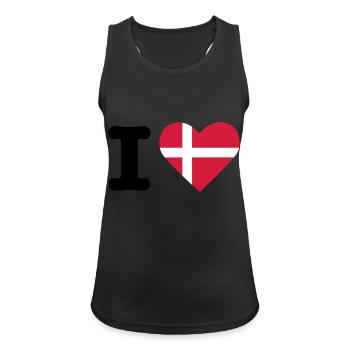 I love Dänemark - Frauen Tank Top atmungsaktiv - Schwarz - Vorne - Zoe (177cm)