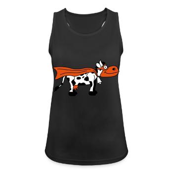 Super Cow Cartoon - Débardeur respirant Femme - noir - Devant - Zoe (177cm)
