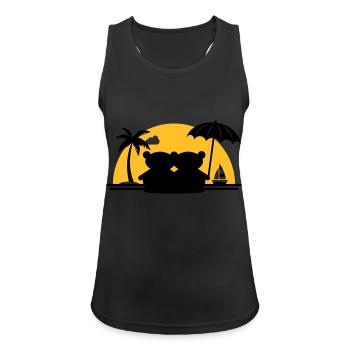 Teddy bears palm beach sailboat sunset - Women's Breathable Tank Top - black - Front - Zoe (177cm)