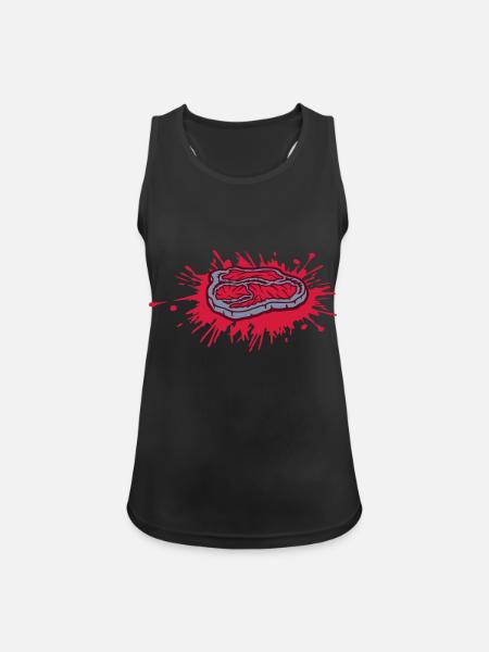 Farbklecks blutig Steak Grillsaison - Frauen Tank Top atmungsaktiv - Schwarz