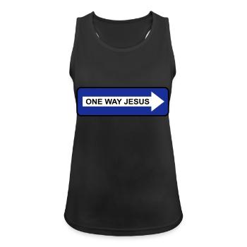 One Way Jesus - Frauen Tank Top atmungsaktiv - Schwarz - Vorne - Zoe (177cm)