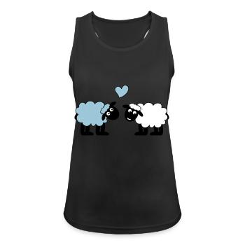 sheep happily in love sheep sheep lamb heart - Women's Breathable Tank Top - black - Front - Zoe (177cm)