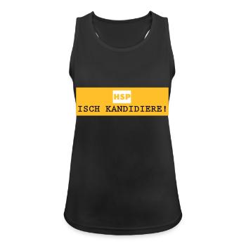 HSP_Isch kandidiere - Frauen Tank Top atmungsaktiv - Schwarz - Vorne - Zoe (177cm)