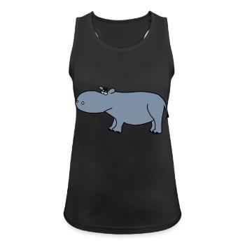 Nilpferd - Frauen Tank Top atmungsaktiv - Schwarz - Vorne - Zoe (177cm)