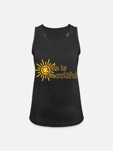 Life is beautiful - Frauen Tank Top atmungsaktiv - Schwarz