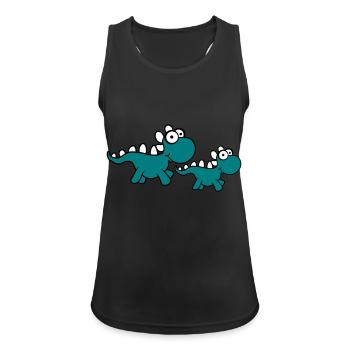 2 Süße Kleine Niedliche Baby Dinos Kinder - Frauen Tank Top atmungsaktiv - Schwarz - Vorne - Zoe (177cm)