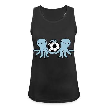 2 amis de l’équipe Octopus jouant au football, au ballon et au ballon - Débardeur respirant Femme - noir - Devant - Zoe (177cm)