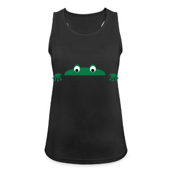 Frog face - Débardeur respirant Femme - noir - Devant - Zoe (177cm)