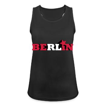Berlin Schriftzug 02 - Frauen Tank Top atmungsaktiv - Schwarz - Vorne - Zoe (177cm)