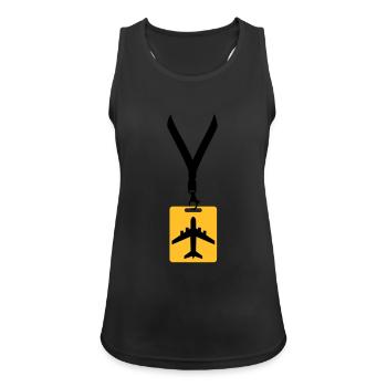 badge line airplane airplane fly pilot holiday tra - Women's Breathable Tank Top - black - Front - Zoe (177cm)