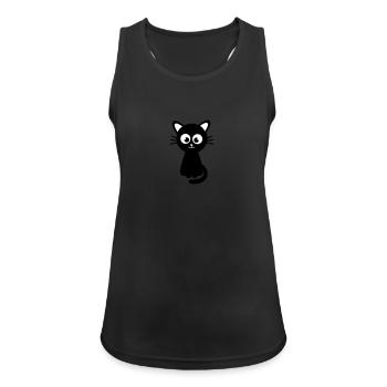 Funny sweet cat - Frauen Tank Top atmungsaktiv - Schwarz - Vorne - Zoe (177cm)