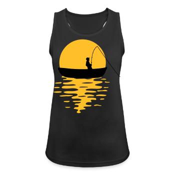 boat sun evening angler sport silhouette clipart h - Women's Breathable Tank Top - black - Front - Zoe (177cm)