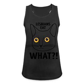 Lesbians eat WHAT? Cat - Frauen Tank Top atmungsaktiv - Schwarz - Vorne - Zoe (177cm)