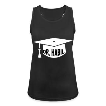 PhD - Cadeau - Mortier - Habilitation - Débardeur respirant Femme - noir - Devant - Zoe (177cm)