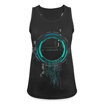 cpu Pc Nerd Raumschiff sci-Fi Core Platine lol cod - Frauen Tank Top atmungsaktiv - Schwarz - Vorne - Zoe (177cm)