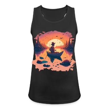 Fischer im Herbst - Frauen Tank Top atmungsaktiv - Schwarz - Vorne - Zoe (177cm)