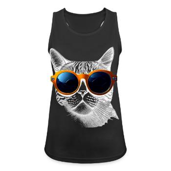 Coole Katzen-Vibes - Frauen Tank Top atmungsaktiv - Schwarz - Vorne - Zoe (177cm)