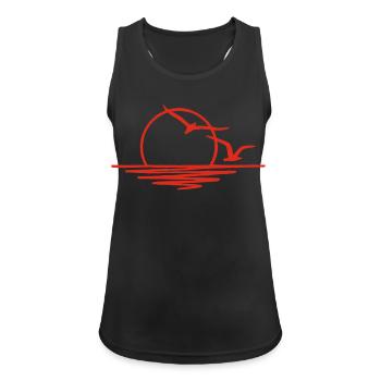 Sonnenuntergang (rot) - Frauen Tank Top atmungsaktiv - Schwarz - Vorne - Zoe (177cm)