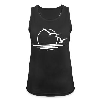 Sonnenuntergang (weiß) - Frauen Tank Top atmungsaktiv - Schwarz - Vorne - Zoe (177cm)