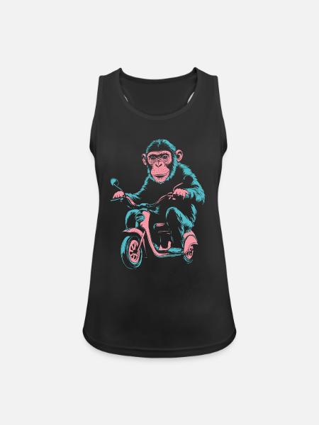 Affe auf dem Roller – Retro Streetstyle - Frauen Tank Top atmungsaktiv - Schwarz