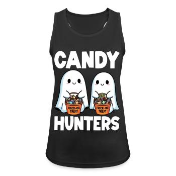 SÜSSIGKEITENJÄGER - GHOST HALLOWEEN - Frauen Tank Top atmungsaktiv - Schwarz - Vorne - Zoe (177cm)