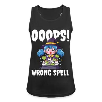 HOPPLA! FALSCHER ZAUBER - HEXE HALLOWEEN - Frauen Tank Top atmungsaktiv - Schwarz - Vorne - Zoe (177cm)