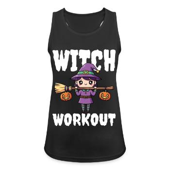 HEXE WORKOUT - HEXE HALLOWEEN - Frauen Tank Top atmungsaktiv - Schwarz - Vorne - Zoe (177cm)