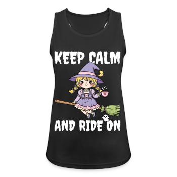 BLEIB RUHIG UND FAHR WEITER - HEXE HALLOWEEN - Frauen Tank Top atmungsaktiv - Schwarz - Vorne - Zoe (177cm)