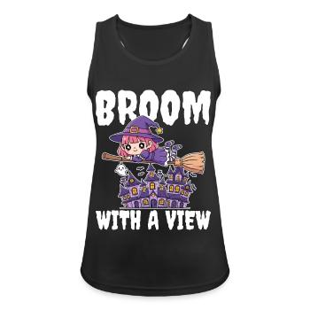 BESEN MIT AUSSICHT - HEXE HALLOWEEN - Frauen Tank Top atmungsaktiv - Schwarz - Vorne - Zoe (177cm)