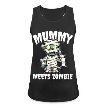 MUMIE TRIFFT ZOMBIE - ZOMBIE HALLOWEEN - Frauen Tank Top atmungsaktiv - Schwarz - Vorne - Zoe (177cm)