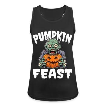 KÜRBIS-FESTMAHL - ZOMBIE HALLOWEEN - Frauen Tank Top atmungsaktiv - Schwarz - Vorne - Zoe (177cm)