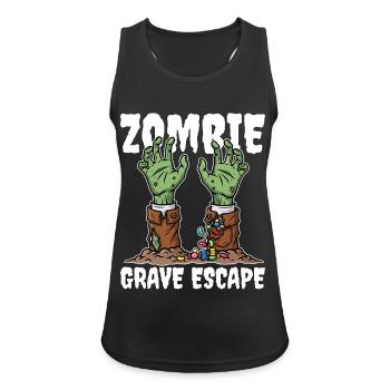 ZOMBIE_GRAVE_ESCAPE - Frauen Tank Top atmungsaktiv - Schwarz - Vorne - Zoe (177cm)