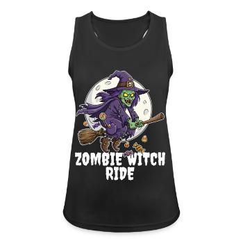 ZOMBIE WITCH RIDE - ZOMBIE HALLOWEEN - Frauen Tank Top atmungsaktiv - Schwarz - Vorne - Zoe (177cm)