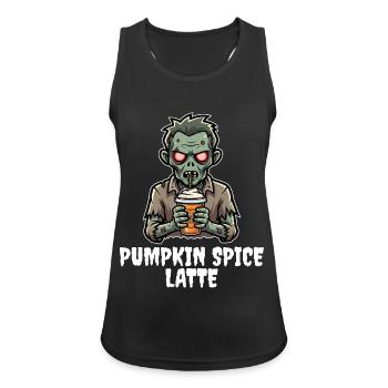 PUMPKIN SPICE LATTE - ZOMBIE HALLOWEEN - Frauen Tank Top atmungsaktiv - Schwarz - Vorne - Zoe (177cm)