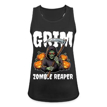 GRIMMIGER ZOMBIE REAPER - ZOMBIE HALLOWEEN - Frauen Tank Top atmungsaktiv - Schwarz - Vorne - Zoe (177cm)