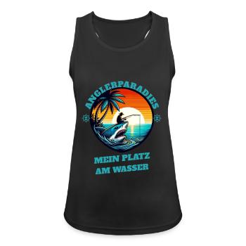 Anglerparadies Sonnenuntergang - Frauen Tank Top atmungsaktiv - Schwarz - Vorne - Zoe (177cm)