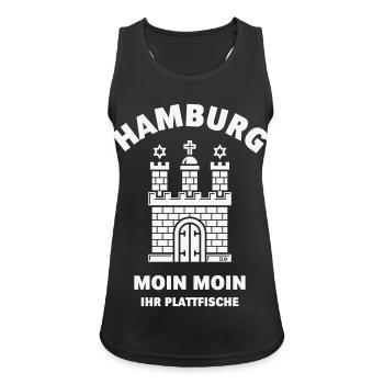 Hamburg – Moin Moin Ihr Plattfische Plattdeutsch W - Frauen Tank Top atmungsaktiv - Schwarz - Vorne - Zoe (177cm)