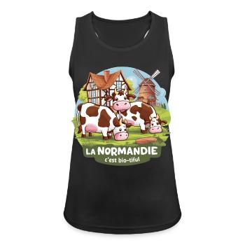 Normandie ist Bio-tiful Manche und Cotentin - Frauen Tank Top atmungsaktiv - Schwarz - Vorne - Zoe (177cm)