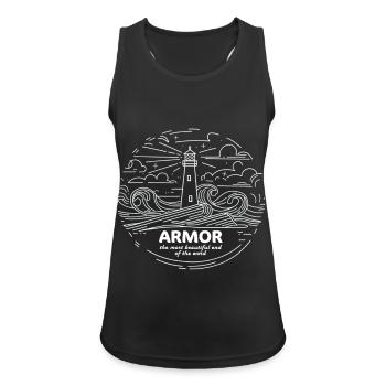 Côtes d'Armor Bretagne Pride T-Shirt - Frauen Tank Top atmungsaktiv - Schwarz - Vorne - Zoe (177cm)