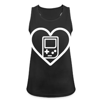 Heart Retrogaming – Vintage-Handheld-Konsole - Frauen Tank Top atmungsaktiv - Schwarz - Vorne - Zoe (177cm)