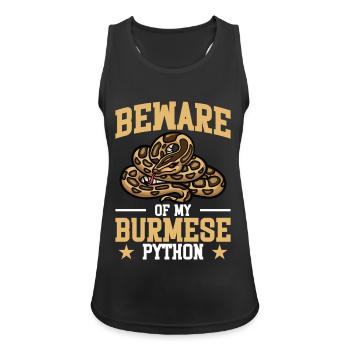 Burmesischer Python-Plüschschlangenliebhaber Reptilien-Burmeser - Frauen Tank Top atmungsaktiv - Schwarz - Vorne - Zoe (177cm)