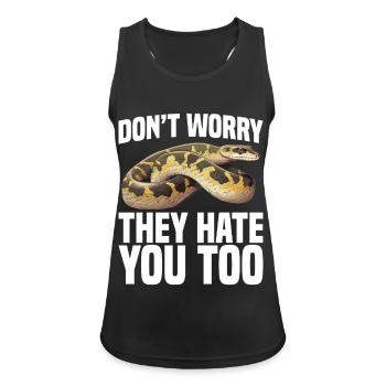 Python-Besitzer Schlangenterrarium, Reptilienhaut Burmesischer - Frauen Tank Top atmungsaktiv - Schwarz - Vorne - Zoe (177cm)