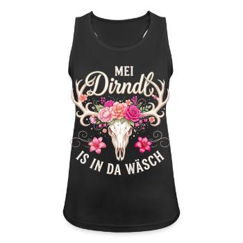 Trachtenshirt Damen Trachten T-Shirt Dirndl Outfit - Frauen Tank Top atmungsaktiv - Schwarz - Vorne - Zoe (177cm)