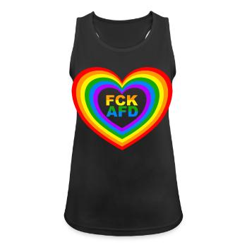 FCK AFD Herz - Frauen Tank Top atmungsaktiv - Schwarz - Vorne - Zoe (177cm)