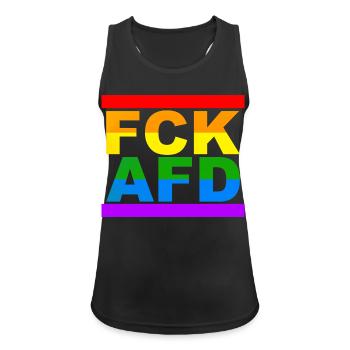 FCK AFD - Frauen Tank Top atmungsaktiv - Schwarz - Vorne - Zoe (177cm)