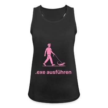 .EXE ausführen – Lustiges Informatiker Shirt pink - Frauen Tank Top atmungsaktiv - Schwarz - Vorne - Zoe (177cm)
